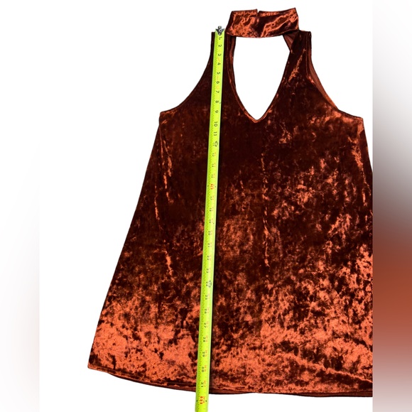 Show Me Your Mumu Mini Velvet Dress Friday Choker Copper Crush Stretch Size M - Picture 7 of 11